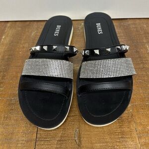 Black and Silver Women's Slide Sandals size 11